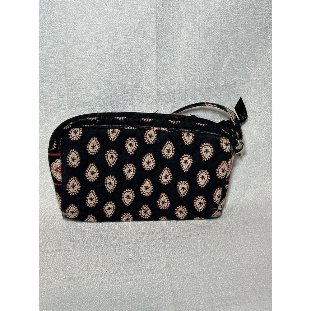 Vera Bradley Wristlet Purse Classic Black Paisley Teardrop - Picture 1 of 5